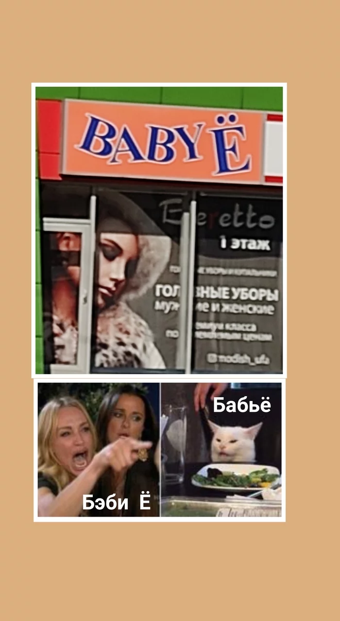 Babieu - My, Two women yell at the cat, cat, Signboard