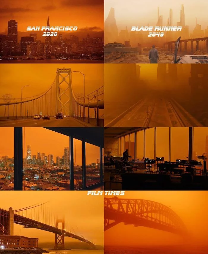 San Francisco 2020 and Blade Runner 2049 - San Francisco, Blade Runner 2049, Blade runner, Comparison, Fire, Forest fires, California, The photo, , No filters, 2020, Smog, Orange