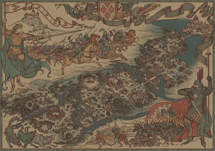 Maps of the countries of the Witcher world (Blood Feud: The Witcher Stories) - Witcher, Cards, Games, Art, Blood feud, Longpost