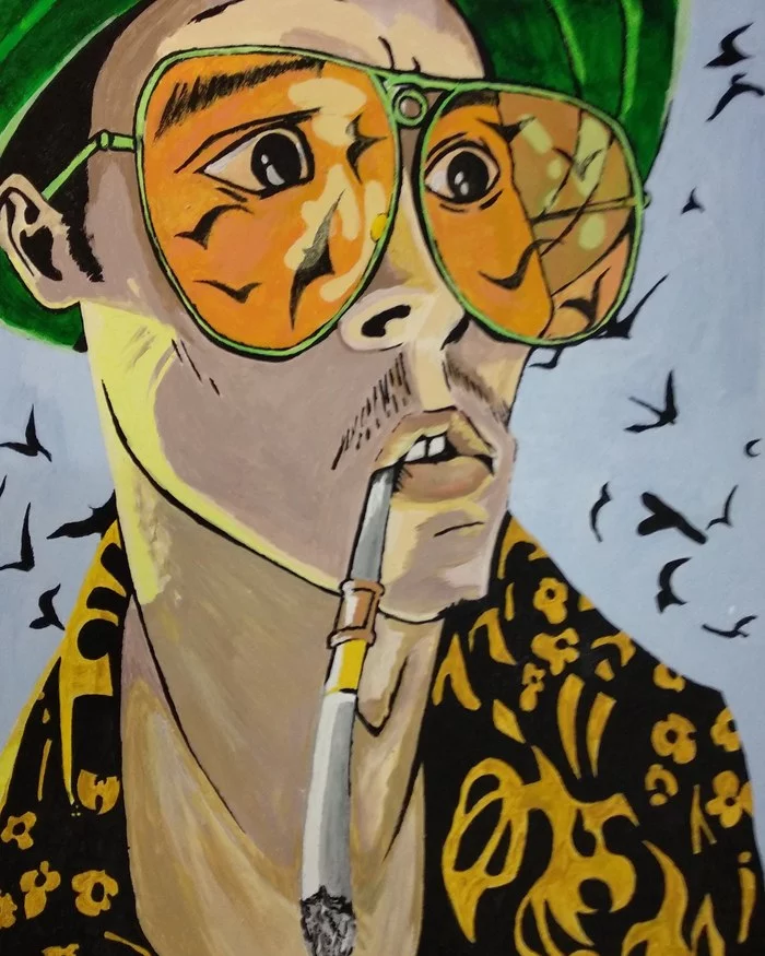 Hunter 3. Painting, acrylic - My, Fear and Loathing in Las Vegas, Johnny Depp, Bat, LSD, Desert, Painting, Acrylic