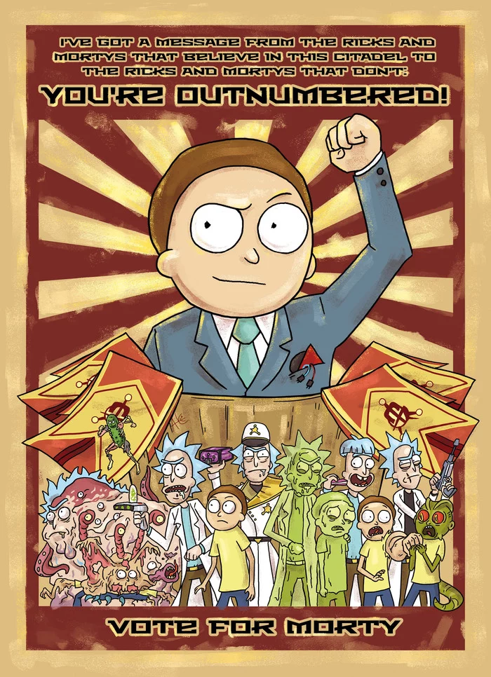 You're outnumbered - Art, Fan art, Rick and Morty, The president, Morty