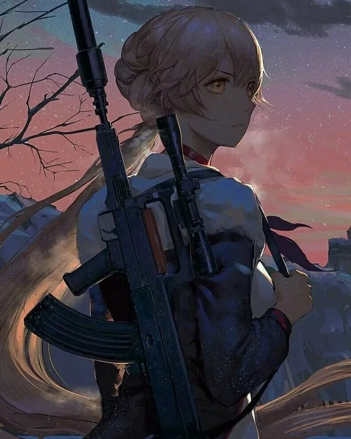 Drin of the day 13 Thunderstorm zone - My, Anime, Girls frontline, Weapon, Text, Story, Russia, Girls, Anime Game, Machine, OTs-14, Longpost, Ots-14