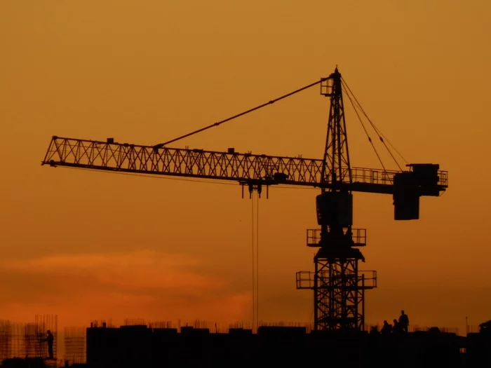 Sunset again) - My, The photo, I want criticism, Beginning photographer, Building, Sunset, Hoisting crane