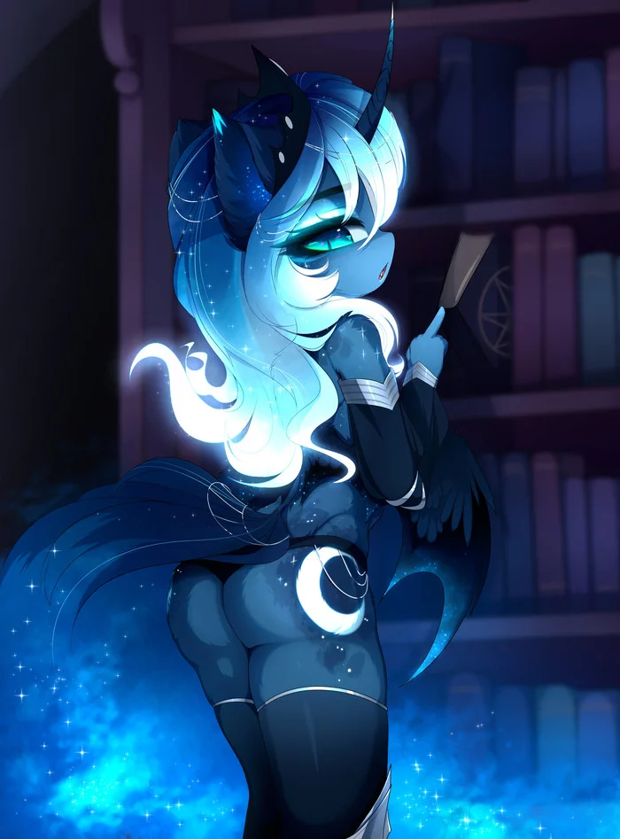 Moon Butt - NSFW, My little pony, Princess luna, Anthro, Stockings, MLP Edge, Magnaluna