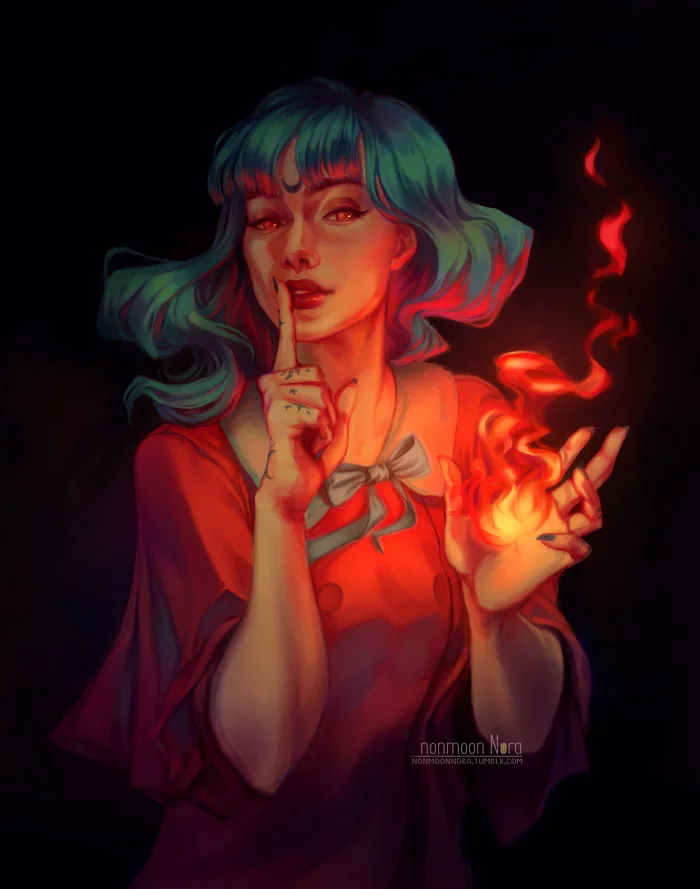 Fire sorceress - Drawing, Witch, Fire, Fire magic, Art