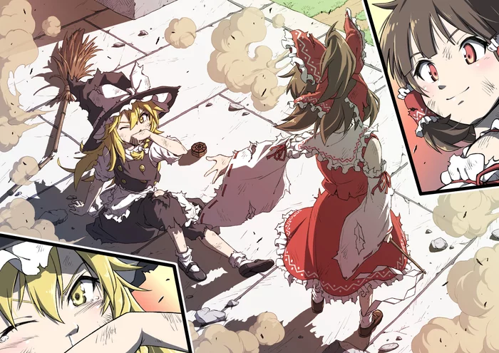 It was a good match - Touhou, Hakurei Reimu, Kirisame marisa, Anime art, Anime, Inuno rakugaki