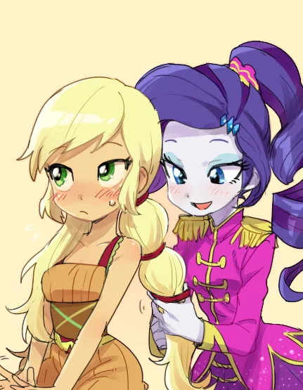 Cuties - shy :3 - My little pony, Applejack, Rarity, Equestria girls, Shipping, MLP Lesbian