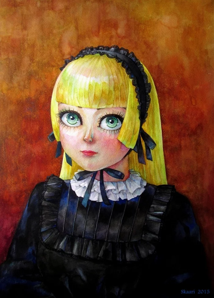 Victorique de Blois - My, Art, Fan art, Portrait, Gosick, Anime, Watercolor, Drawing