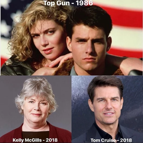 Время безжалостно не ко всем - Top Gun, Том Круз, Время, Келли Макгиллис, Картинка с текстом, Знаменитости, Актеры и актрисы