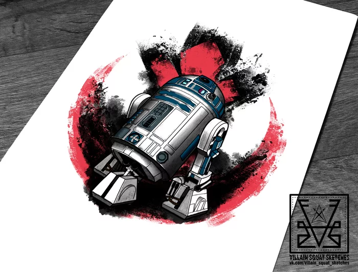 Baby R2D2. First test of the tablet - My, Sketch, Drawing, Digital drawing, Art