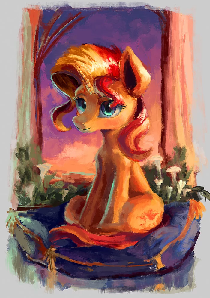 Is sitting - My little pony, Sunset shimmer, Plainoasis