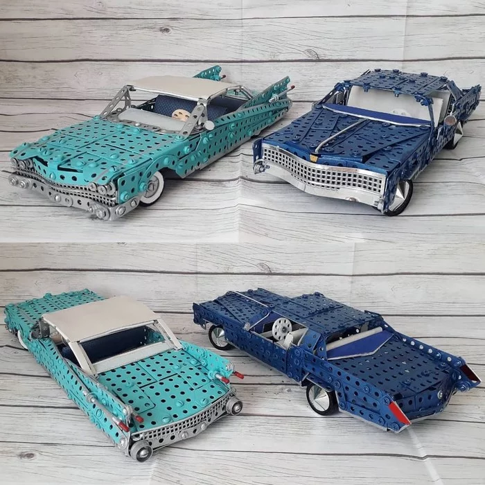 1959 and 1967 Cadillac Eldorado from a metal construction kit - My, Cadillac, Retro car, Constructor, With your own hands, Modeling, Needlework without process, Cadillac Eldorado