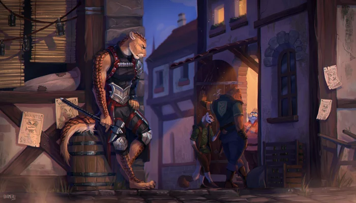 Erzaad - Shamerli, Furry, Art, Evening, Middle Ages, The street, Hybrid