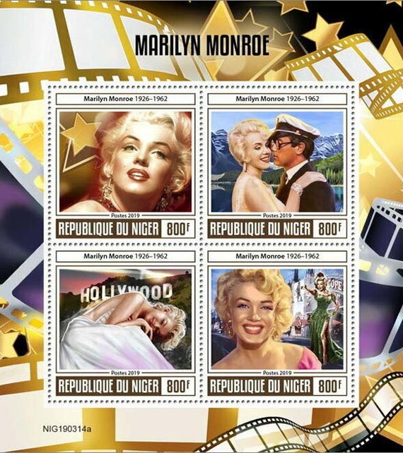 MM on postage stamps (XXIX) Cycle Magnificent Marilyn - episode 236 - Cycle, Gorgeous, Marilyn Monroe, Beautiful girl, Actors and actresses, Celebrities, Stamps, Blonde, Collecting, Philately, USA, Longpost, 20th century, 2016, Sierra Leone, 1953, Photos from filming, Movies, Hollywood, State of Niger