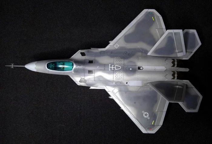Ancestor of the fifth generation. - My, Stand modeling, Prefabricated model, Story, Aviation, Fighter, f-22 Raptor, USAF, Hobby, , Needlework without process, With your own hands, Longpost, Air force