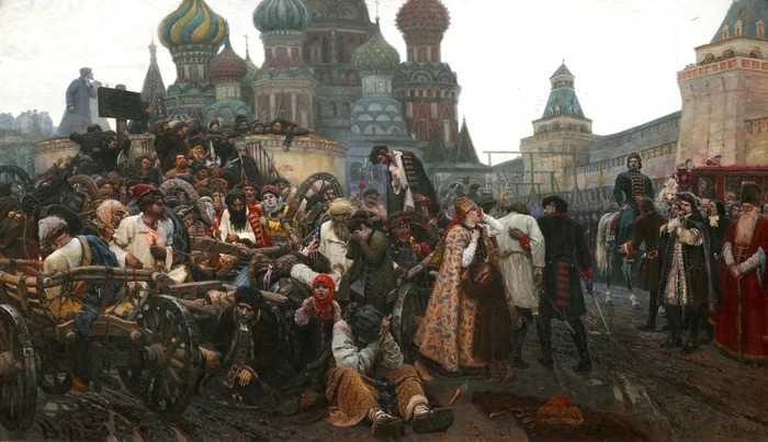 “Morning of the Streltsy Execution” by Surikov, or why it is worth walking more often in the evening near the Kremlin. Looking at the details - My, Painting, Painting, Art, Oil painting, Surikov, Peter I, Tretyakov Gallery, Artist, , Parsing, История России, Art history, Longpost