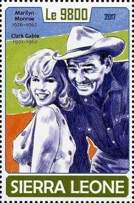 MM and Clark Gable - Monroe on postage stamps (XXVIII) Magnificent Marilyn cycle - series 245 - Cycle, Gorgeous, Marilyn Monroe, Beautiful girl, Actors and actresses, Celebrities, Stamps, Blonde, , Collecting, Philately, USA, Longpost, 20th century, Photos from filming, Movies, 2017, Sierra Leone, 1961, Clark Gable, Unruly