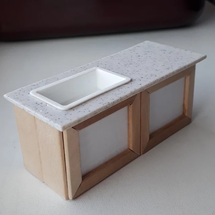 small kitchen - My, Needlework with process, Dollhouse, Kitchen, Furniture, Toys, Polymer clay, Roombox, Video, Longpost
