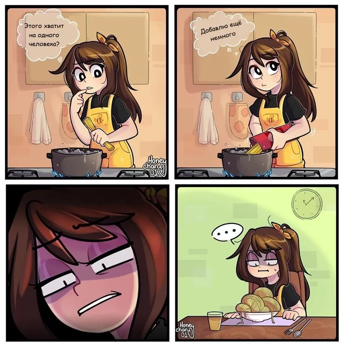 Cooking problems - Comics, Honeychan01, Cooking, Translated by myself