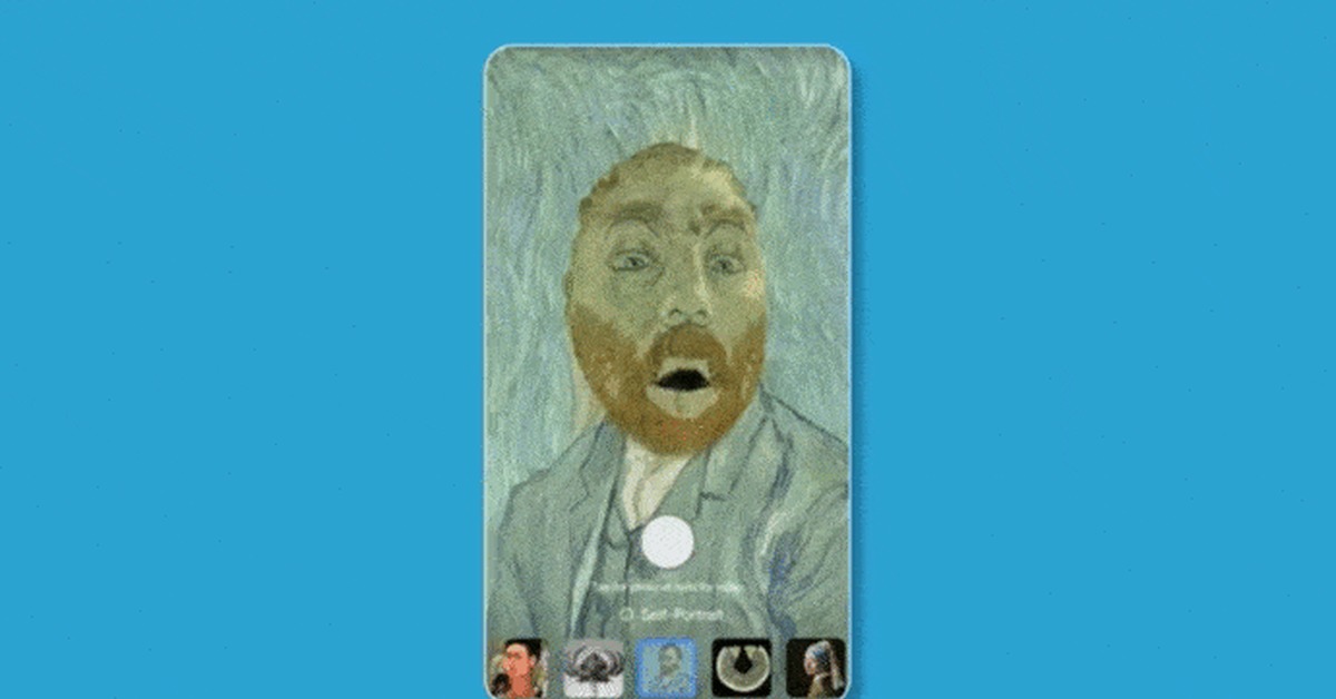 AR filters have appeared in the Google Arts & Culture application, turning people into characters from famous paintings - My, Google, Mask, GIF