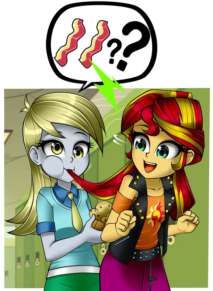 Bacon muffins - My little pony, Equestria girls, Sunset shimmer, Derpy hooves, Nekojackun