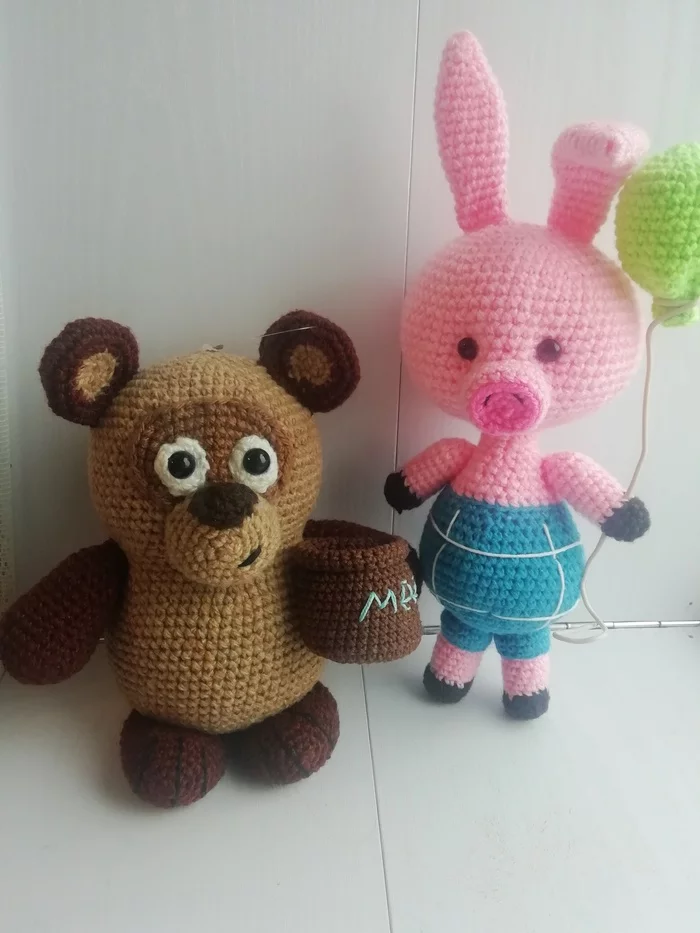 Piglet and everything everything everything - My, Toys, Knitting, Handmade, Cartoons, Hobby, Work, Longpost, Winnie the Pooh, Piglet