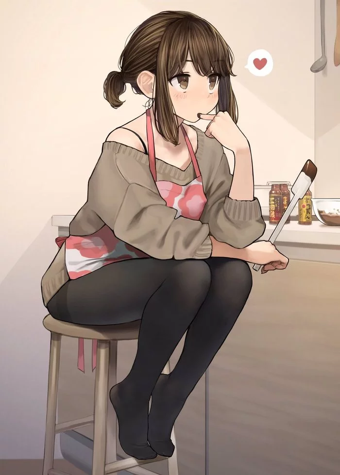 Ganbare, Douki-chan! [part 3] - NSFW, Anime art, Anime, Tights, Bra, Alcohol, Senpai, Y_o_m_y_o_m, Office plankton, Ganbare Douki-chan, Pixiv, Longpost, Douki-chan, Kouhai-Chan