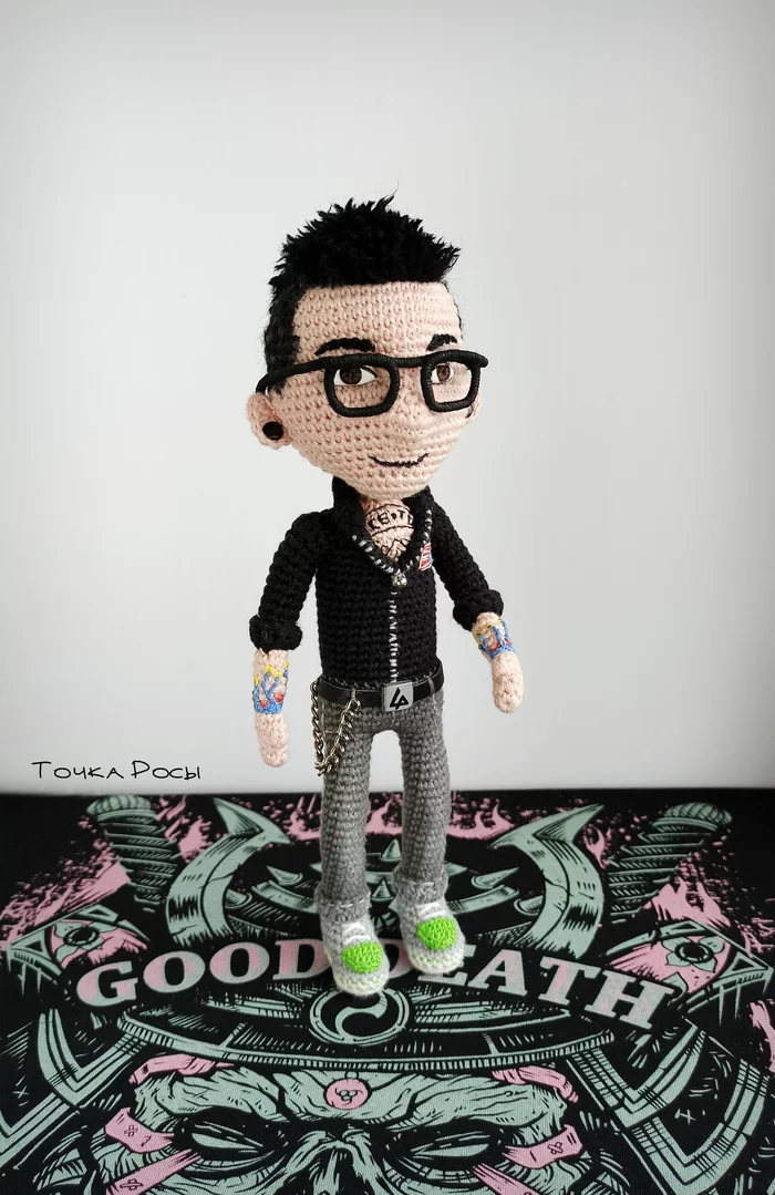 Chester Bennington. Knitted doll - My, Chester Bennington, Linkin park, Knitting, Portrait doll, Needlework without process, Video, Longpost