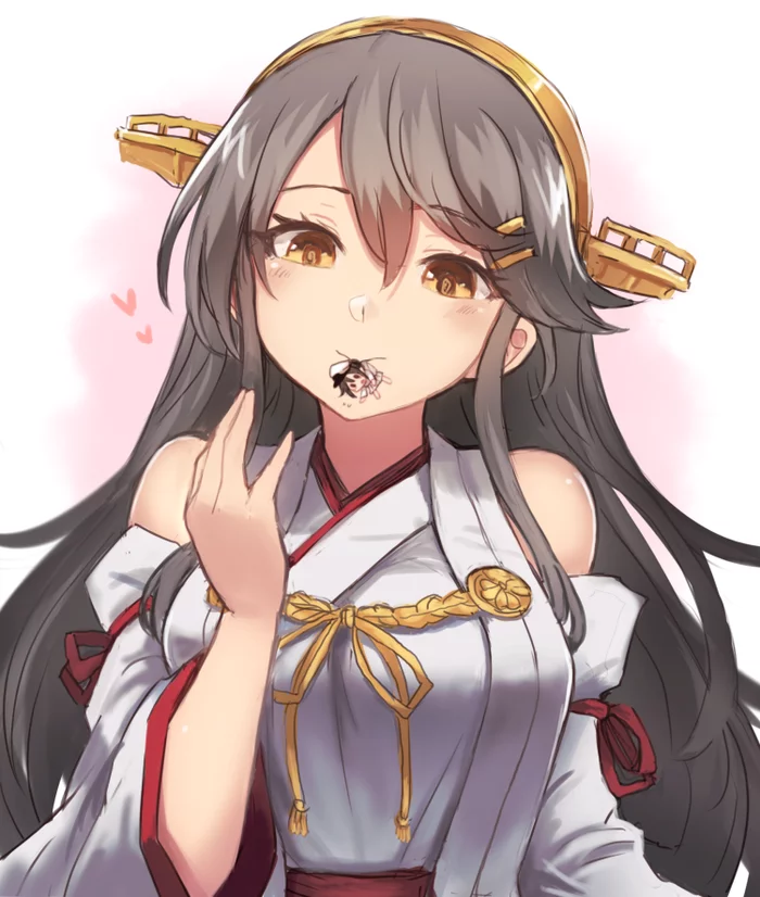 Haruna and Admiral - Kantai Collection, Haruna, Teitoku, Female Admiral, Аниме, Anime Art, Vore, Поцелуй