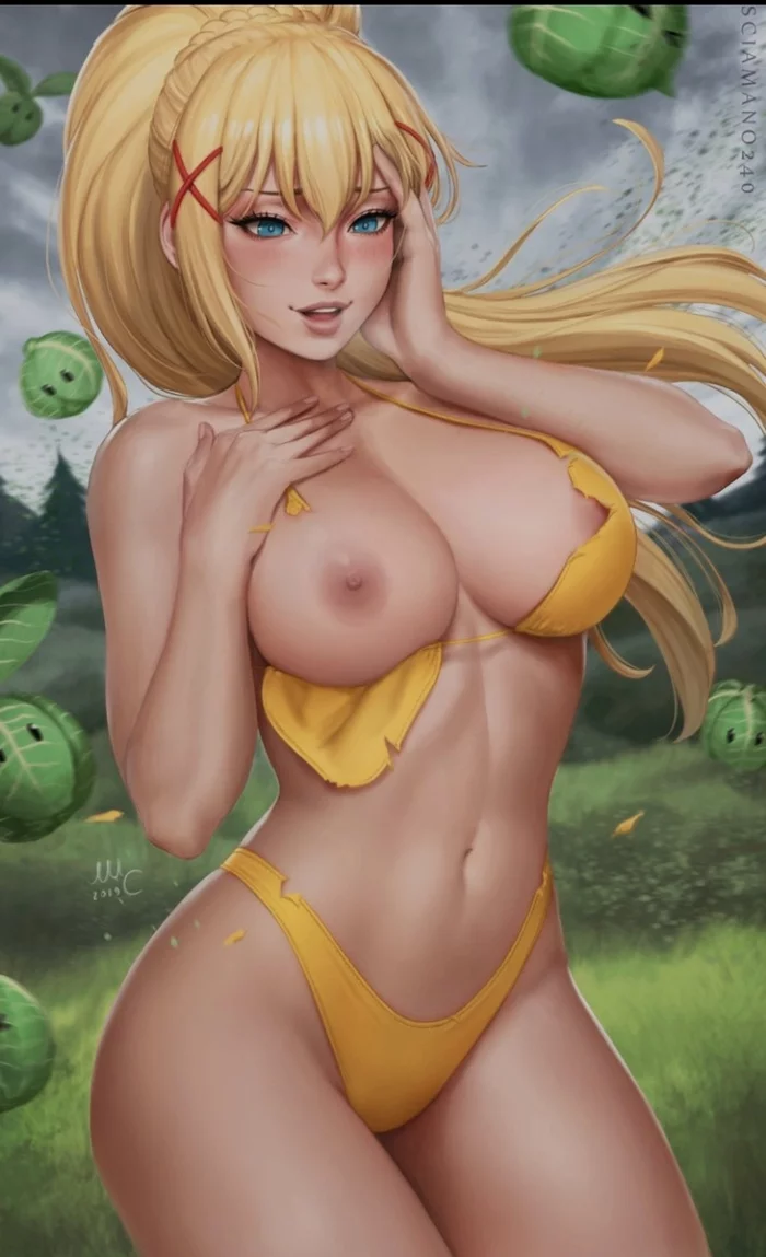 Art21 - NSFW, Art, Anime, Konosuba, Breast, Boobs, Hand-drawn erotica, Erotic, Girls, , Anime art, Darkness, Sciamano240