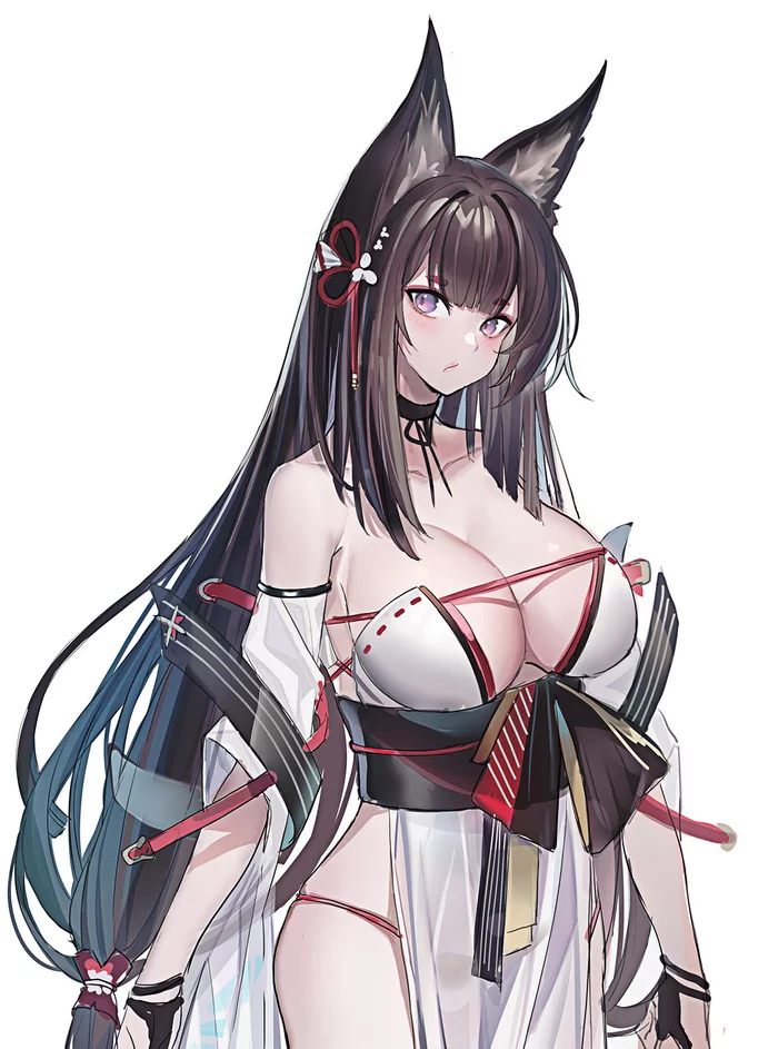 Amagi - NSFW, Аниме, Anime Art, Azur Lane, Amagi, Грудь, Animal Ears