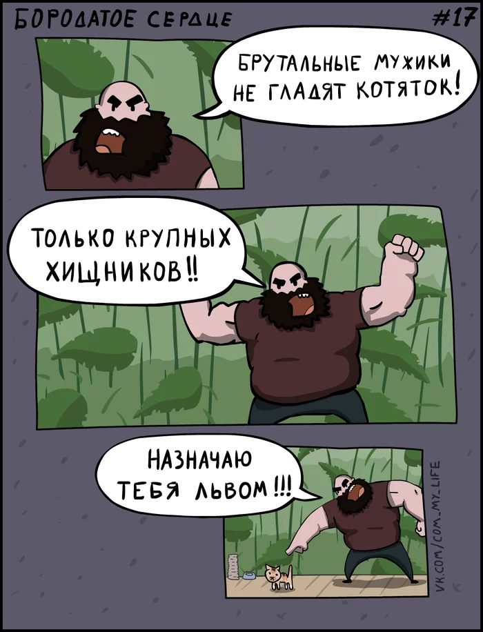 Bearded Heart 17 - My, Come to Dee, Yuri Kutyumov, Comics, Humor, My life, Beardheart, Bearded Heart, Brutality, cat