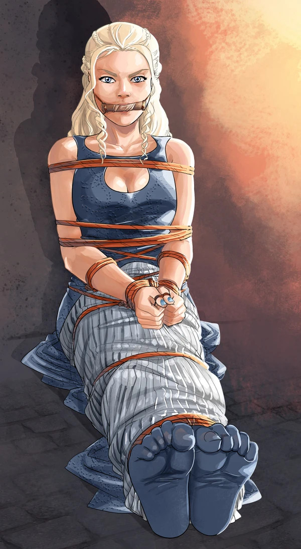 Daenerys by Loz - NSFW, Rope bondage, Game of Thrones, Bondage, Gag, Longpost, Daenerys Targaryen, Foot fetish