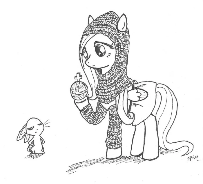 Killer Rabbit and Holy Hand Grenade - My little pony, Fluttershy, Angel bunny, Monty Python, Monty Python and the Holy Grail