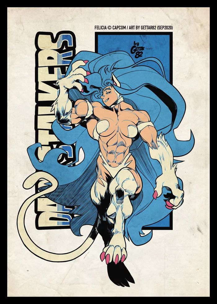 Felicia - NSFW, Gettar82, Muscleart, Strong girl, Art, Monster girl, Felicia, Darkstalkers, Sleep-Sleep, Anime, Anime art, Longpost