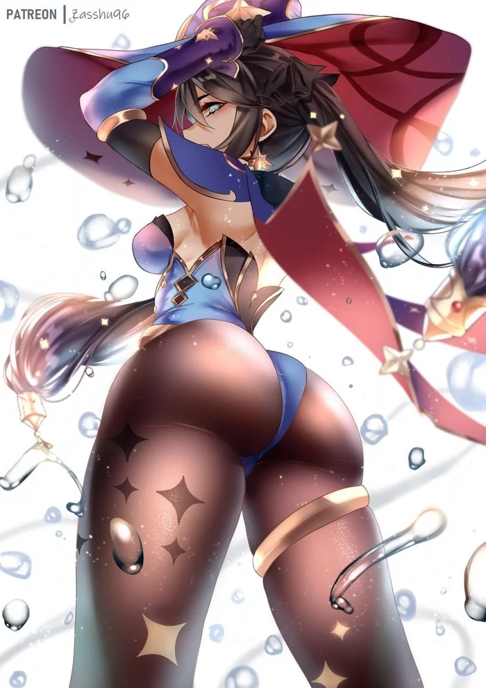 Mona - NSFW, Anime, Anime art, Genshin impact, Mona, Booty, Longpost