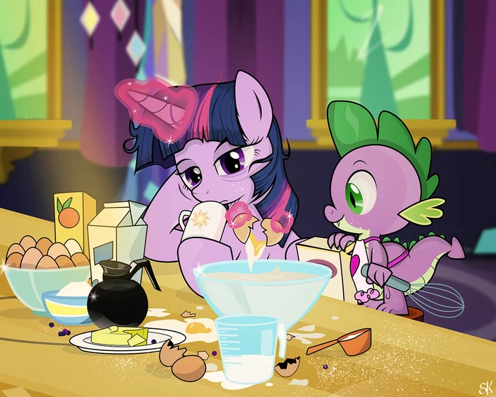 Pancakes for breakfast (in progress) - My little pony, Twilight sparkle, Spike, Dsana