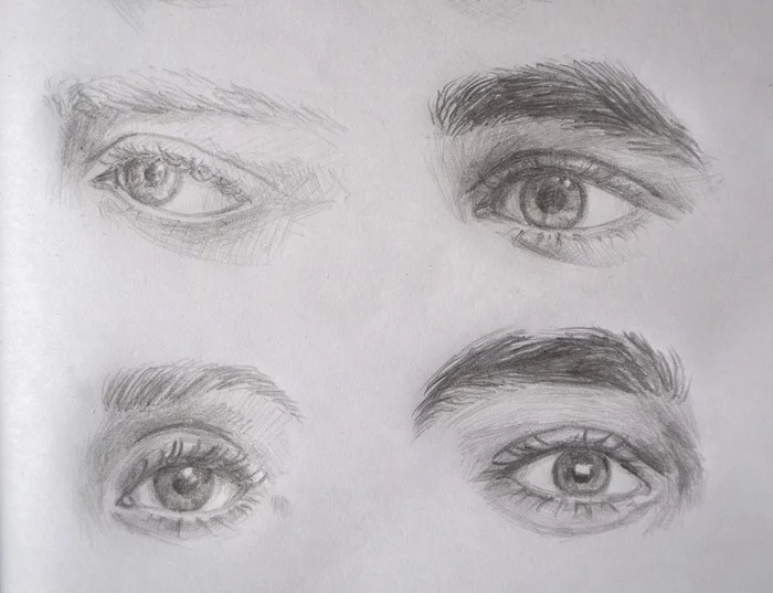 Sketches of eyes No. 2 - My, Pencil drawing, Junior Academy of Artists, Eyes, Painting