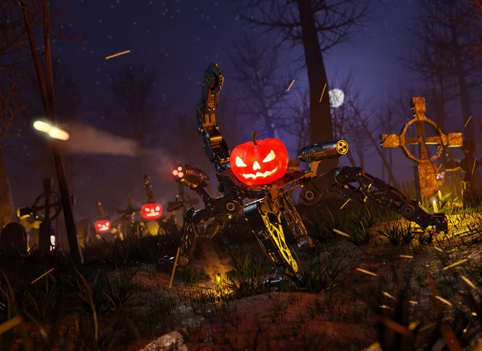 CyberPumpkin - Моё, Blender, Хэллоуин, Тыква на Хэллоуин, 3D моделирование