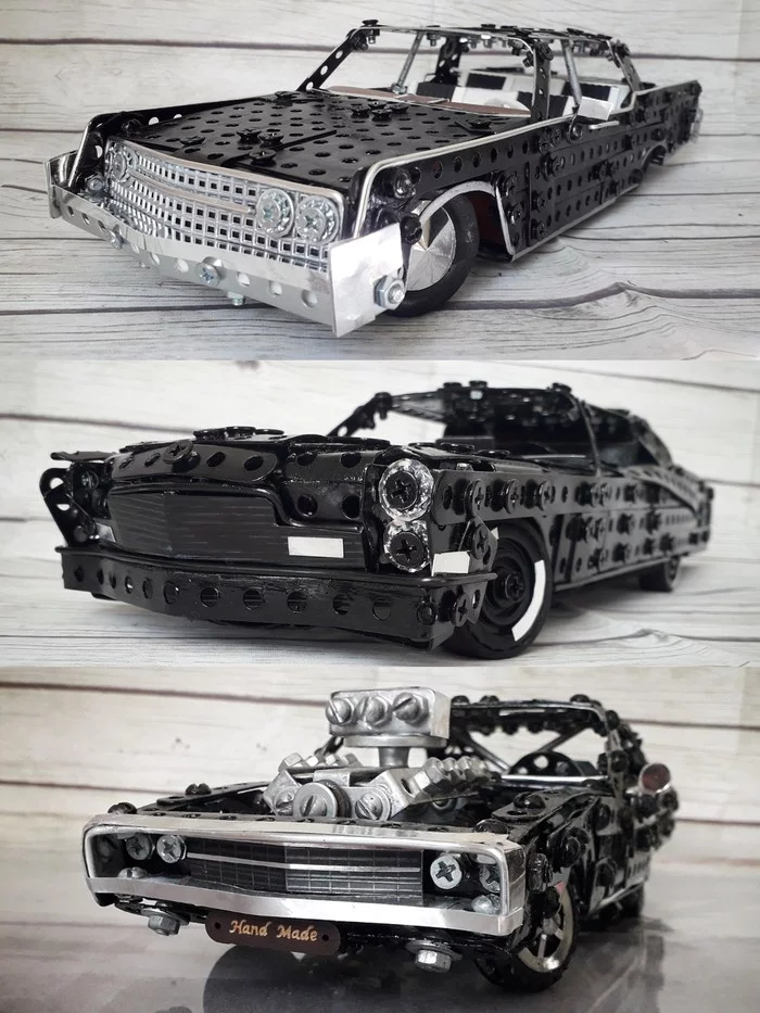 Lincoln Continental, Cadillac Deville, Dodge Charger from a metal constructor - Dodge, Cadillac, Lincoln, Car, Modeling, Retro, Constructor, Cadillac DeVille, Dodge charger