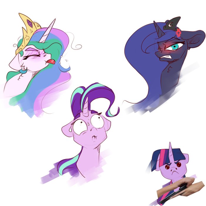   Mitcael My Little Pony, Twilight Sparkle, Princess Celestia, Princess Luna, Starlight Glimmer, Ponyart, Skitsroom