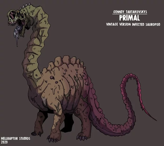 Infected Sauropod from Primal by Hellraptor Studios - Art, Genndy Tartakovsky, Primal, Dinosaurs, Sauropods, Disease, Zombie