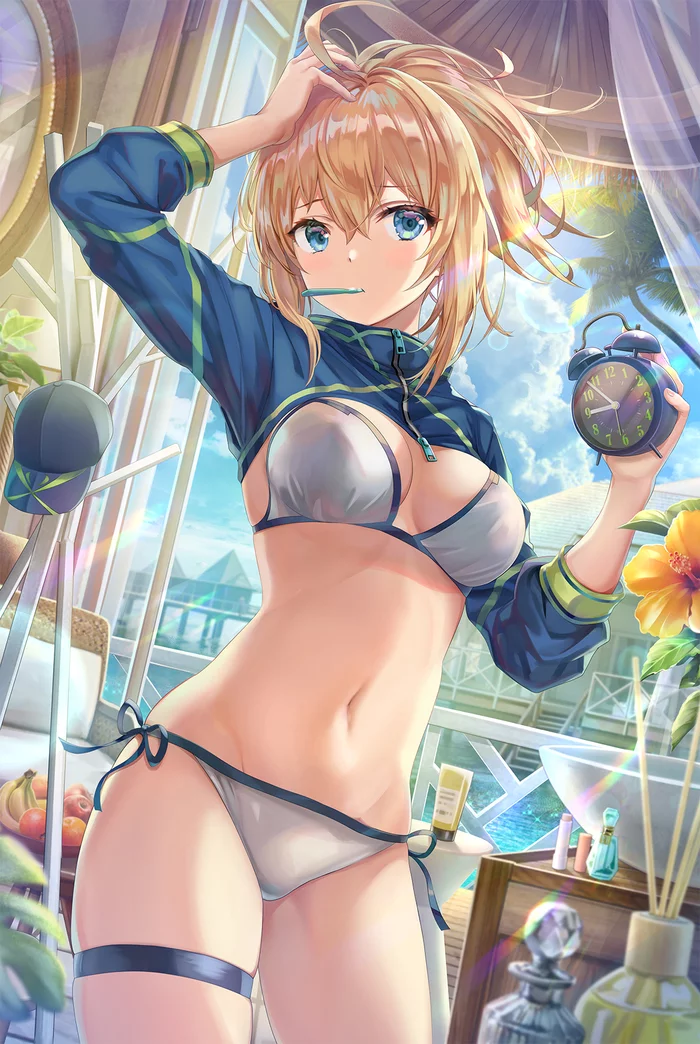 Heroine - NSFW, Anime, Anime art, Art, Erotic, Hand-drawn erotica, Girls, Swimsuit, Fate, Fate grand order, Mysterious Heroine X