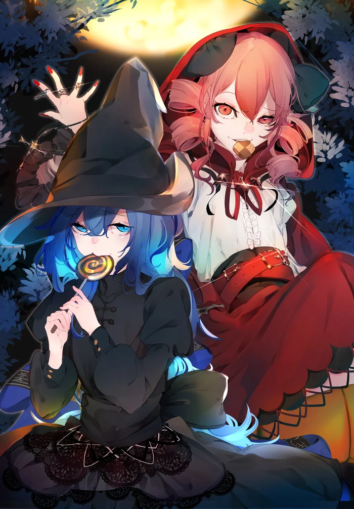 The Yorigami Sisters - Touhou, Anime art, Anime, Yorigami Joon, Yorigami shion, Maimuro, Longpost