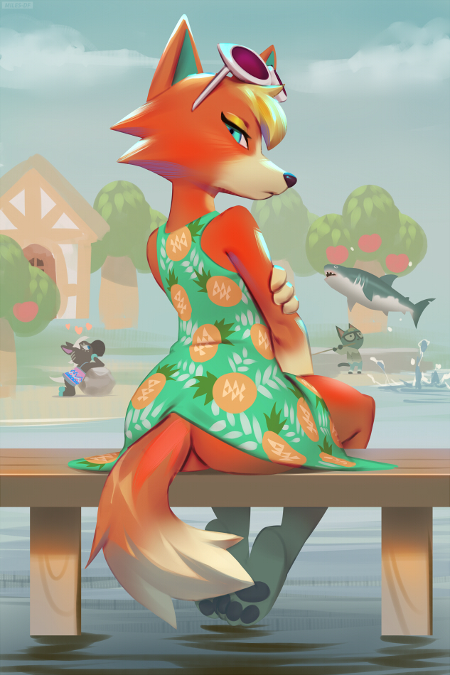 Audie - NSFW, Furry, Anthro, Art, Furotica, Animal crossing, Miles-Df, Audie