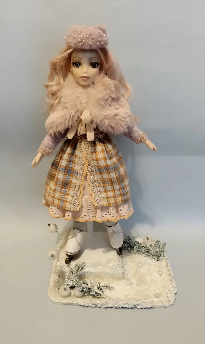 On skates - My, Doll, With your own hands, Winter, Skates, The winter is coming, Needlework without process, The dress, Longpost