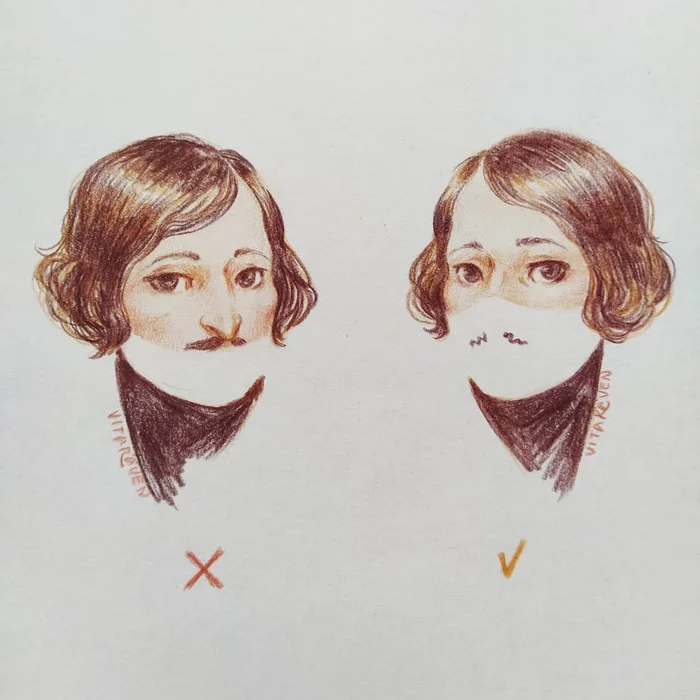 Gogol reminds you how to wear masks correctly! - My, Nikolay Gogol, Mask, Coronavirus, Literature, Safety, Art, Illustrations, Longpost