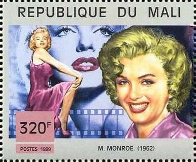 MM on postage stamps (L) Cycle Magnificent Marilyn - 297 issue - Cycle, Gorgeous, Marilyn Monroe, Beautiful girl, Actors and actresses, Celebrities, Stamps, Blonde, , Collecting, Philately, Mali, 1962, 1999, The beatles, John Lennon, Neil Armstrong, Elvis Presley, Longpost