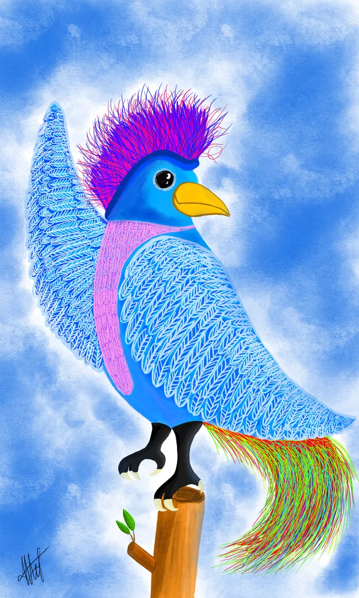 First drawing on the tablet... - My, Drawing, Computer graphics, Autodesk Sketchbook, First time, Drawing on a tablet, Birds