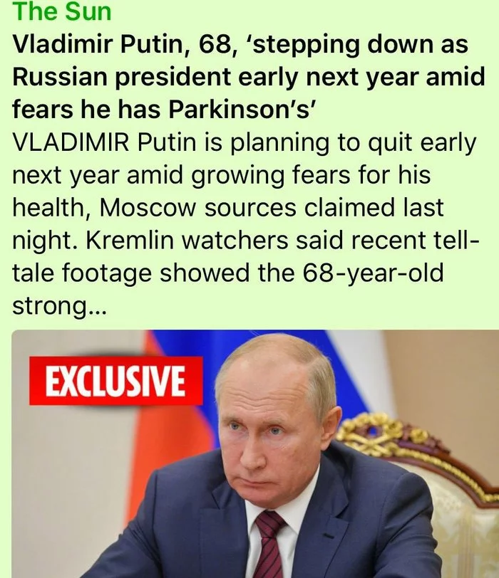 The Kremlin denied statements by a number of Western media about Russian President Vladimir Putin's health problems - Politics, Russia, Western media, Media and press, Vladimir Putin, Kremlin, Риа Новости, Twitter, news